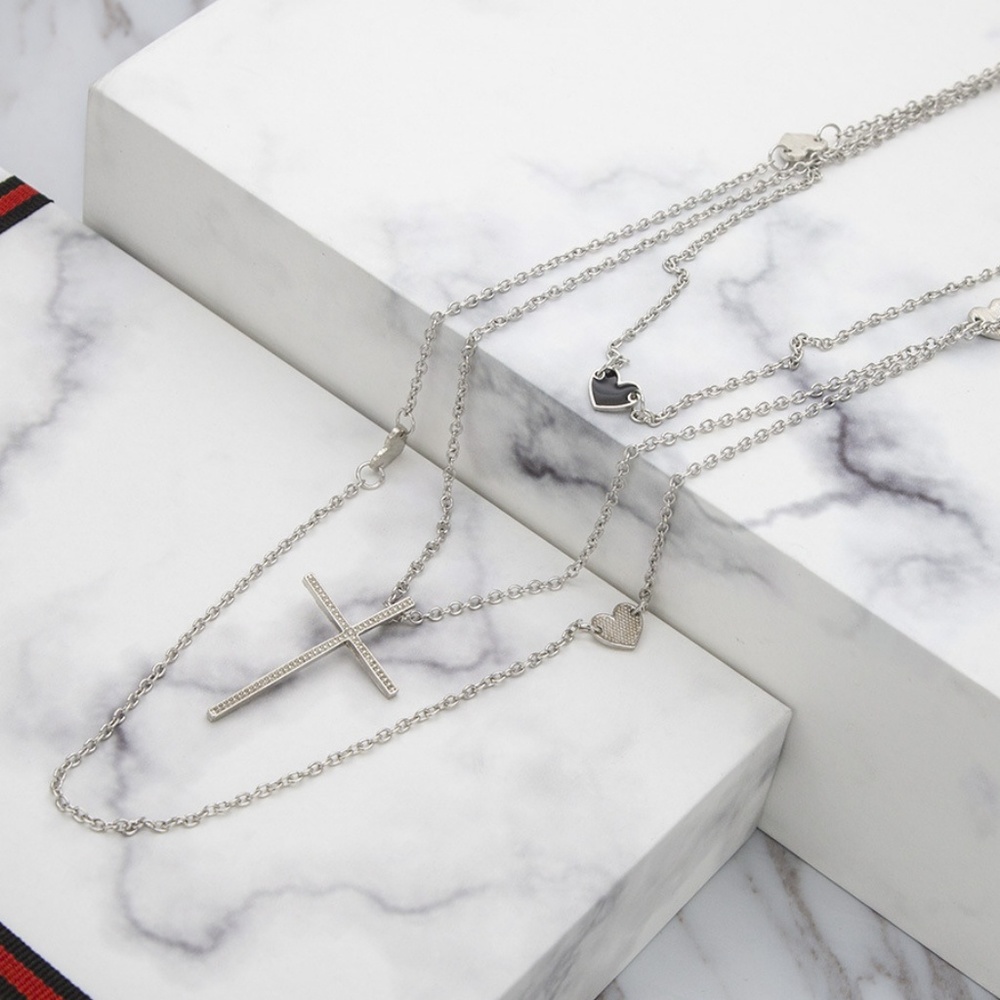 Statement Bobo Necklace with Cross - Picture 1 of 2